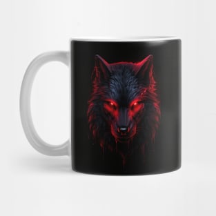 Wolf In Red and Black: Majestic Animals In Striking Colors Mug
